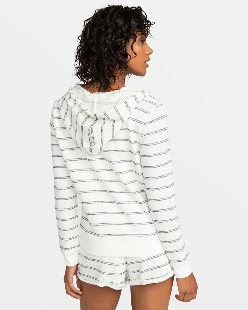 Women Roxy® Perfect Wave Stripes Zip Hoodie White | CATL-36582
