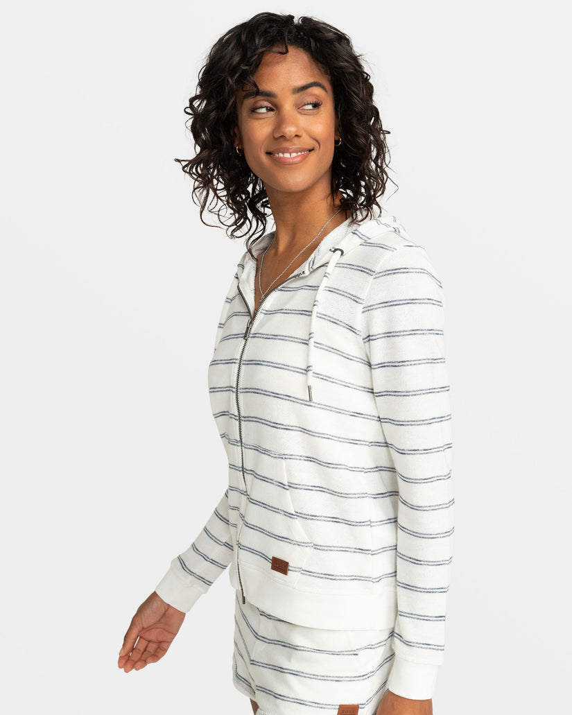 Women Roxy® Perfect Wave Stripes Zip Hoodie White | CATL-36582