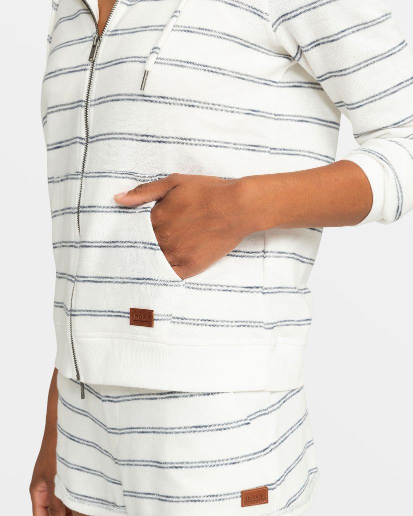 Women Roxy® Perfect Wave Stripes Zip Hoodie White | CATL-36582