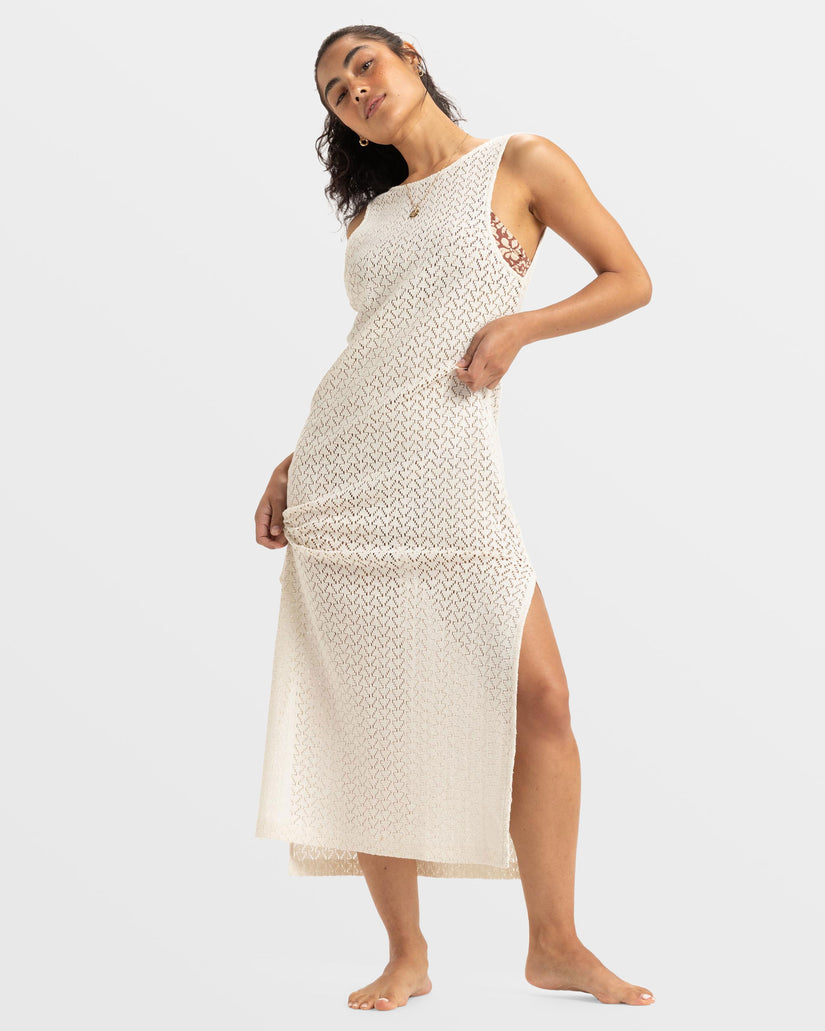 Women Roxy® Playa Mood Crochet Long Dress White | FEAP-18279