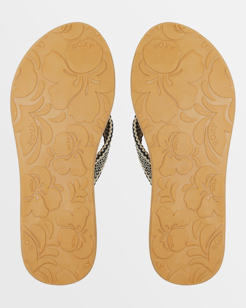 Women Roxy® Porto IV Flip Flops Black / White | KIWU-56709