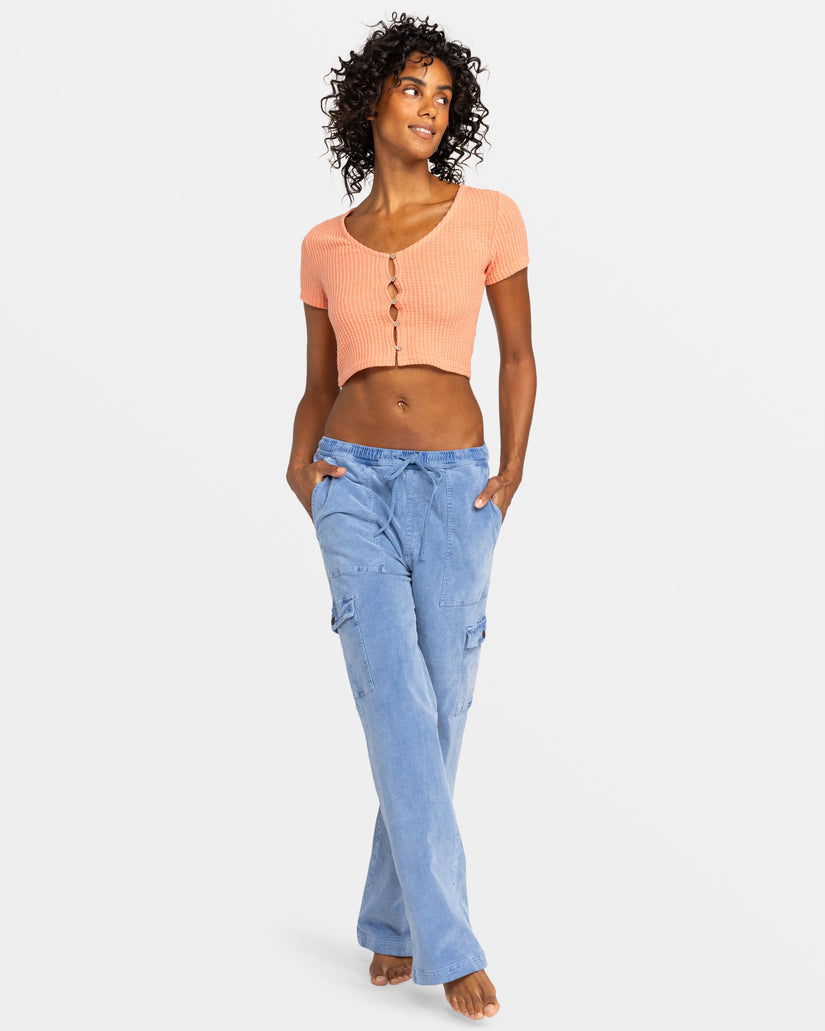 Women Roxy® Precious Cargo Corduroy High Waisted Pants Blue | MRIC-08947