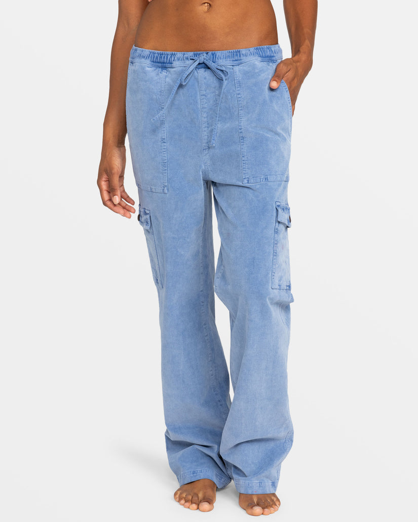 Women Roxy® Precious Cargo Corduroy High Waisted Pants Blue | MRIC-08947