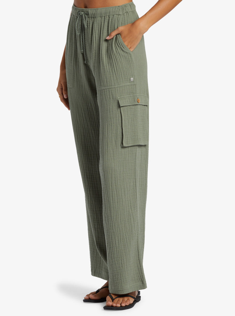 Women Roxy® Precious Cargo Gauze High Waisted Pants Green | WXQV-79382