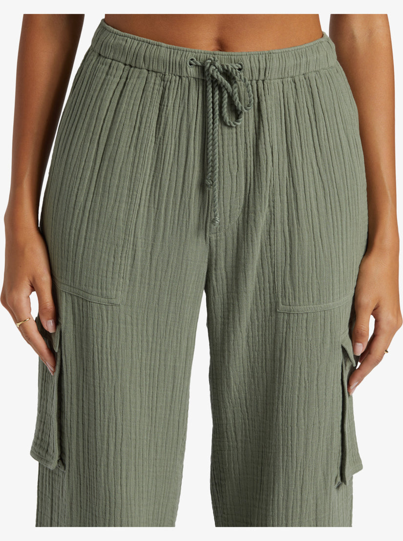 Women Roxy® Precious Cargo Gauze High Waisted Pants Green | WXQV-79382