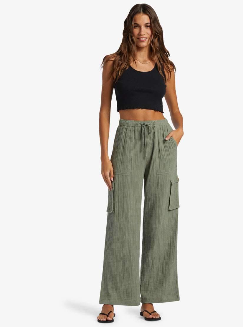Women Roxy® Precious Cargo Gauze High Waisted Pants Green | WXQV-79382