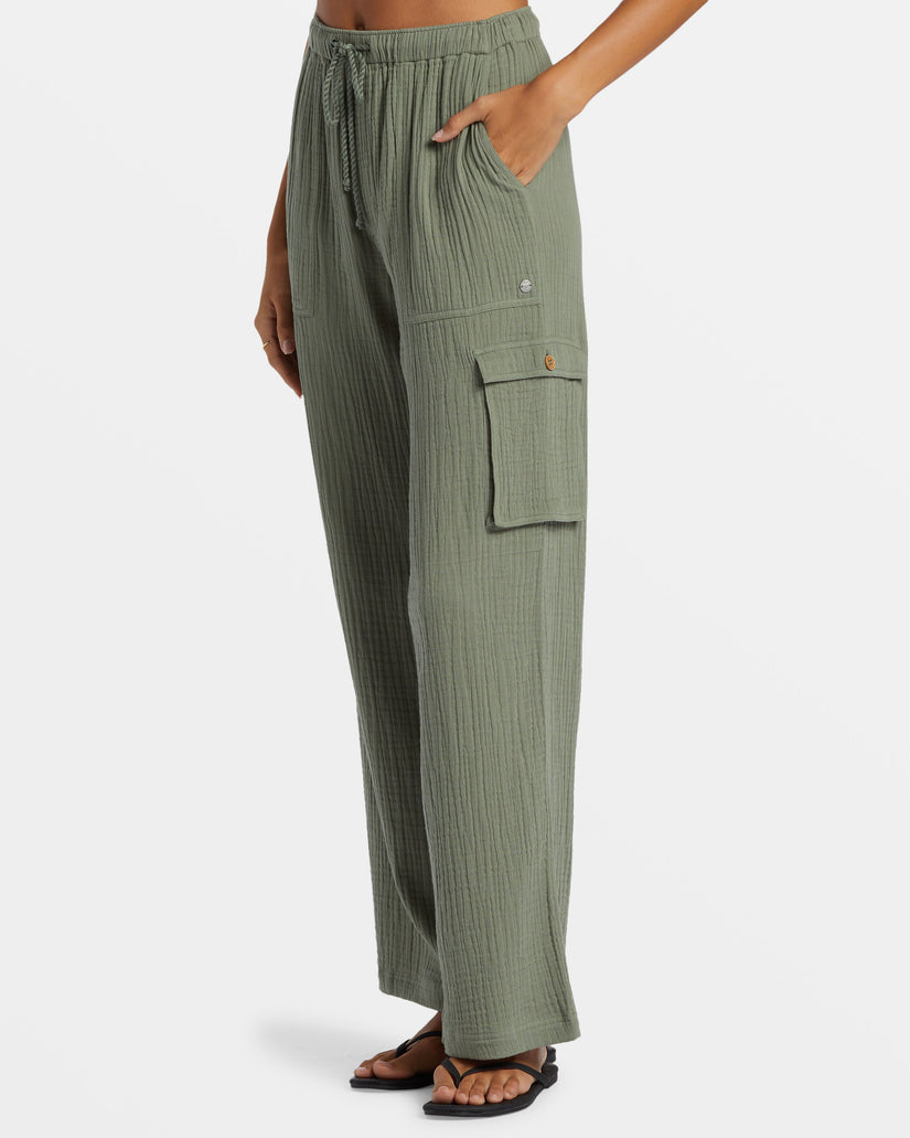 Women Roxy® Precious Cargo Gauze High Waisted Pants Green | WXQV-79382