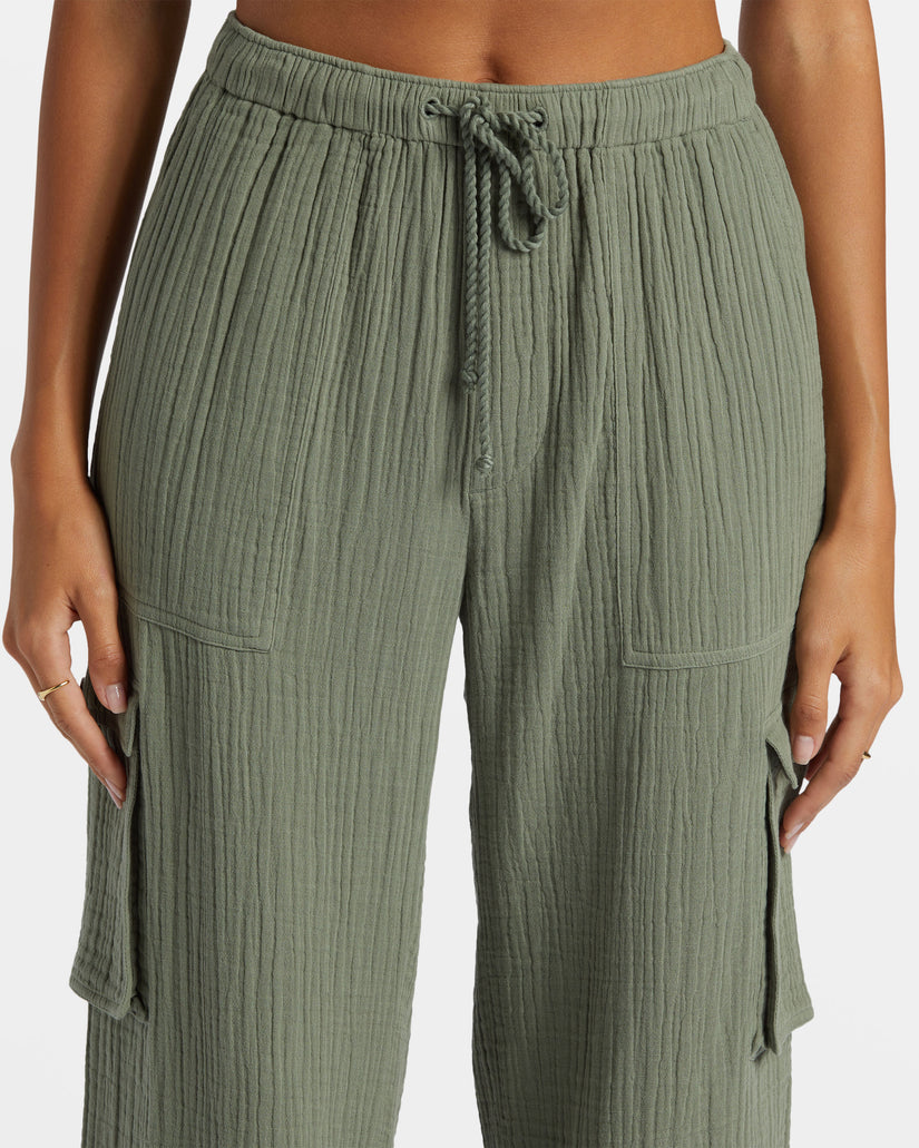 Women Roxy® Precious Cargo Gauze High Waisted Pants Green | WXQV-79382