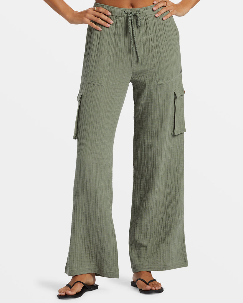 Women Roxy® Precious Cargo Gauze High Waisted Pants Green | WXQV-79382