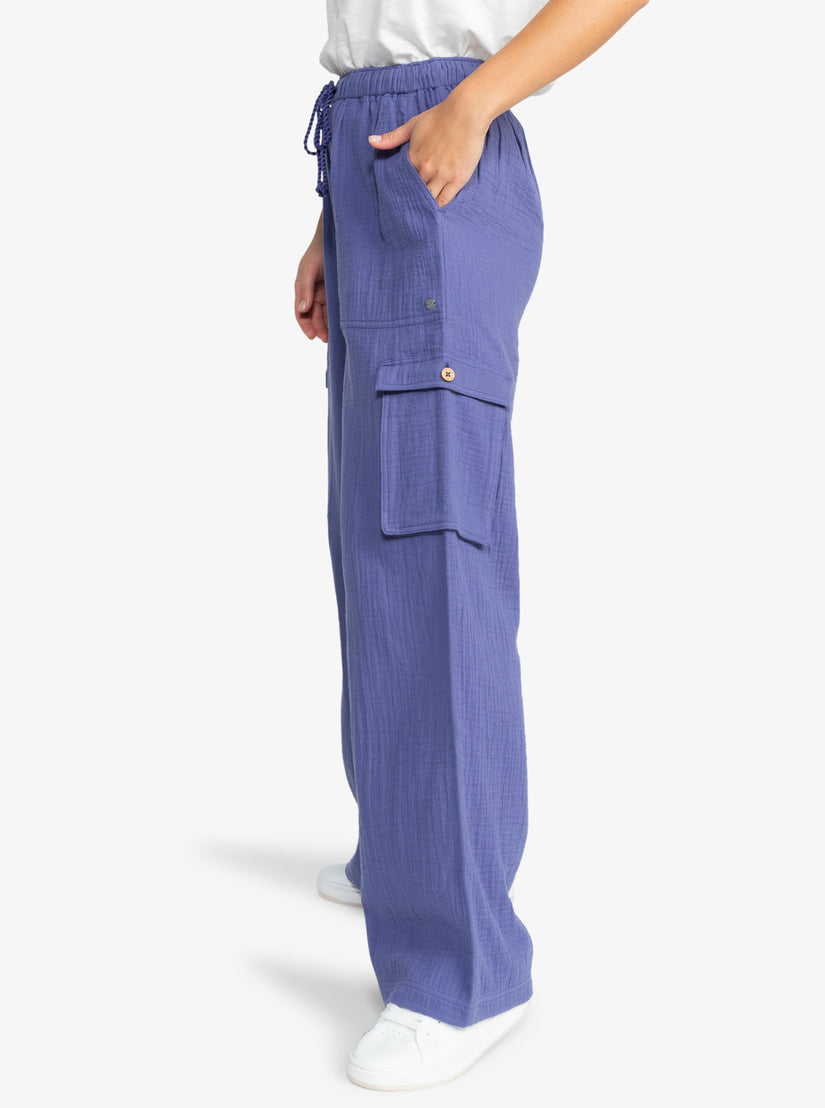 Women Roxy® Precious Cargo Gauze High Waisted Pants Blue | QIOL-15260