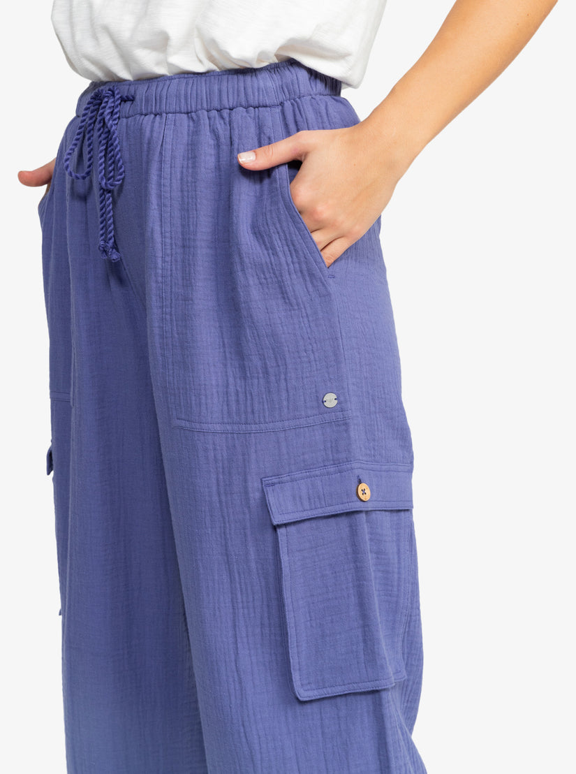 Women Roxy® Precious Cargo Gauze High Waisted Pants Blue | QIOL-15260