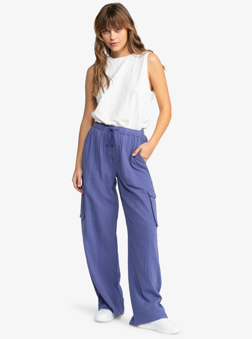 Women Roxy® Precious Cargo Gauze High Waisted Pants Blue | QIOL-15260