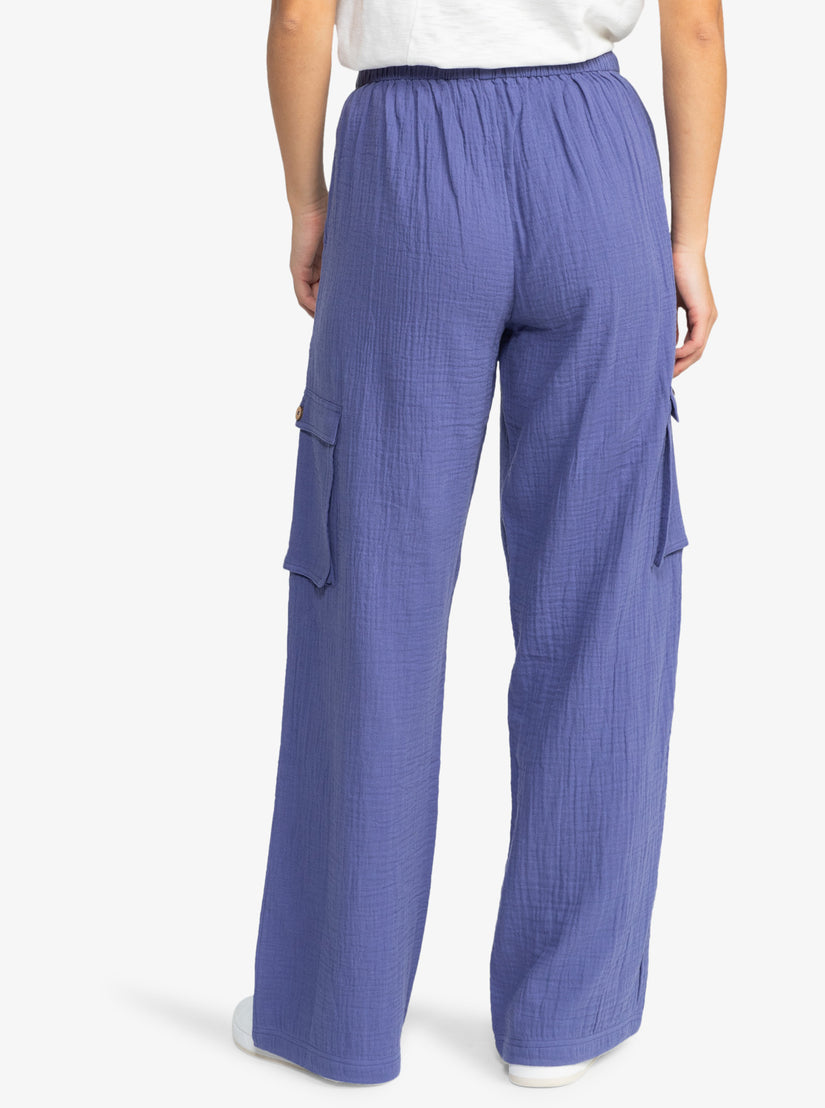 Women Roxy® Precious Cargo Gauze High Waisted Pants Blue | QIOL-15260