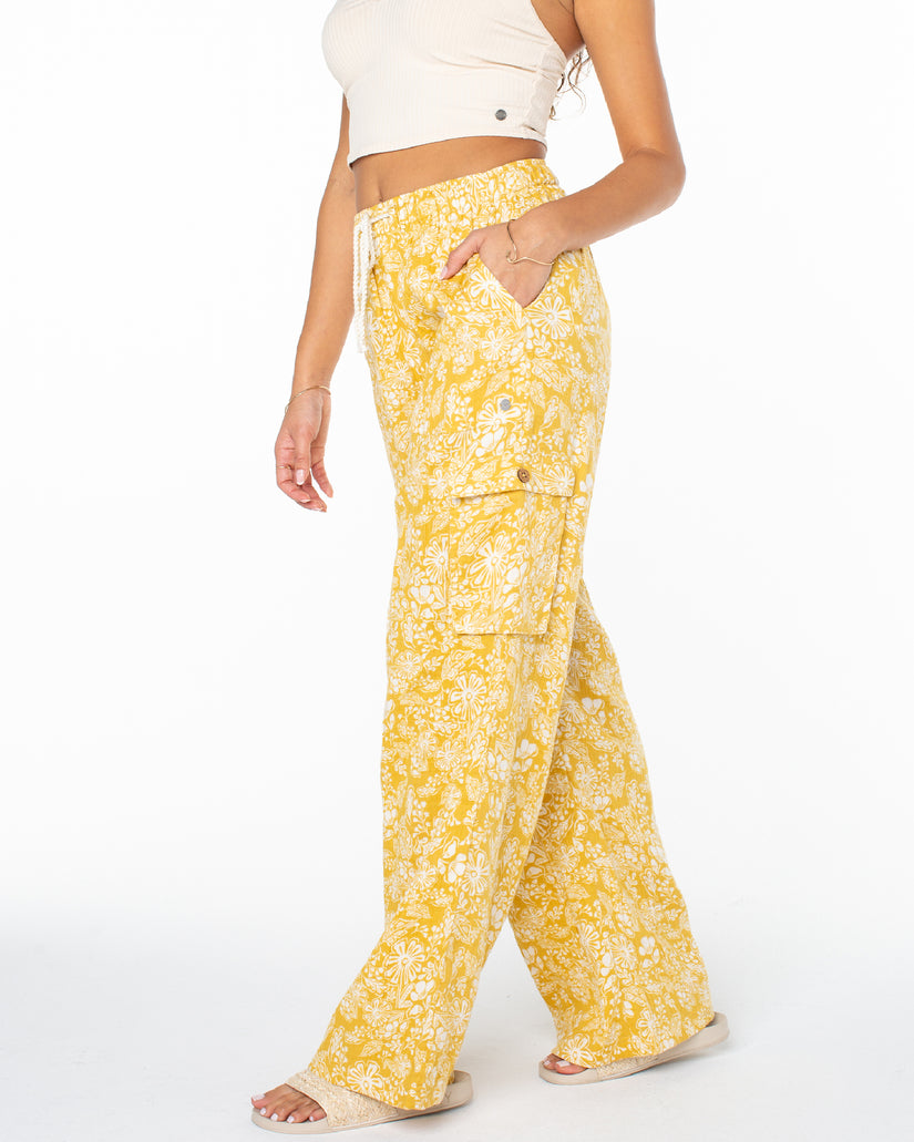 Women Roxy® Precious Cargo Printed Pants Yellow | IQEN-08764