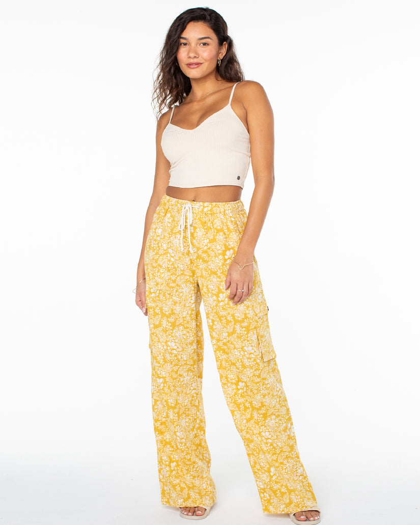Women Roxy® Precious Cargo Printed Pants Yellow | IQEN-08764