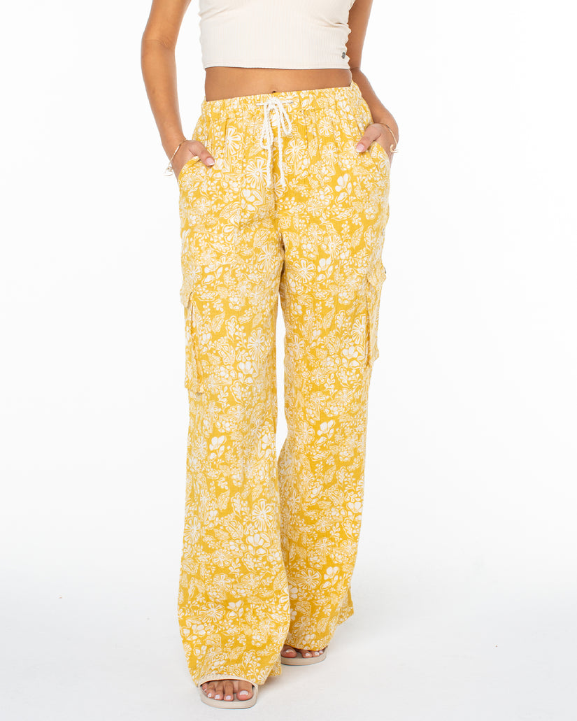Women Roxy® Precious Cargo Printed Pants Yellow | IQEN-08764