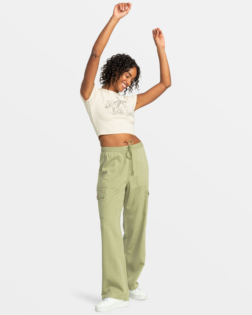 Women Roxy® Precious Cargo Twill High Waisted Pants Green | RJYT-01264