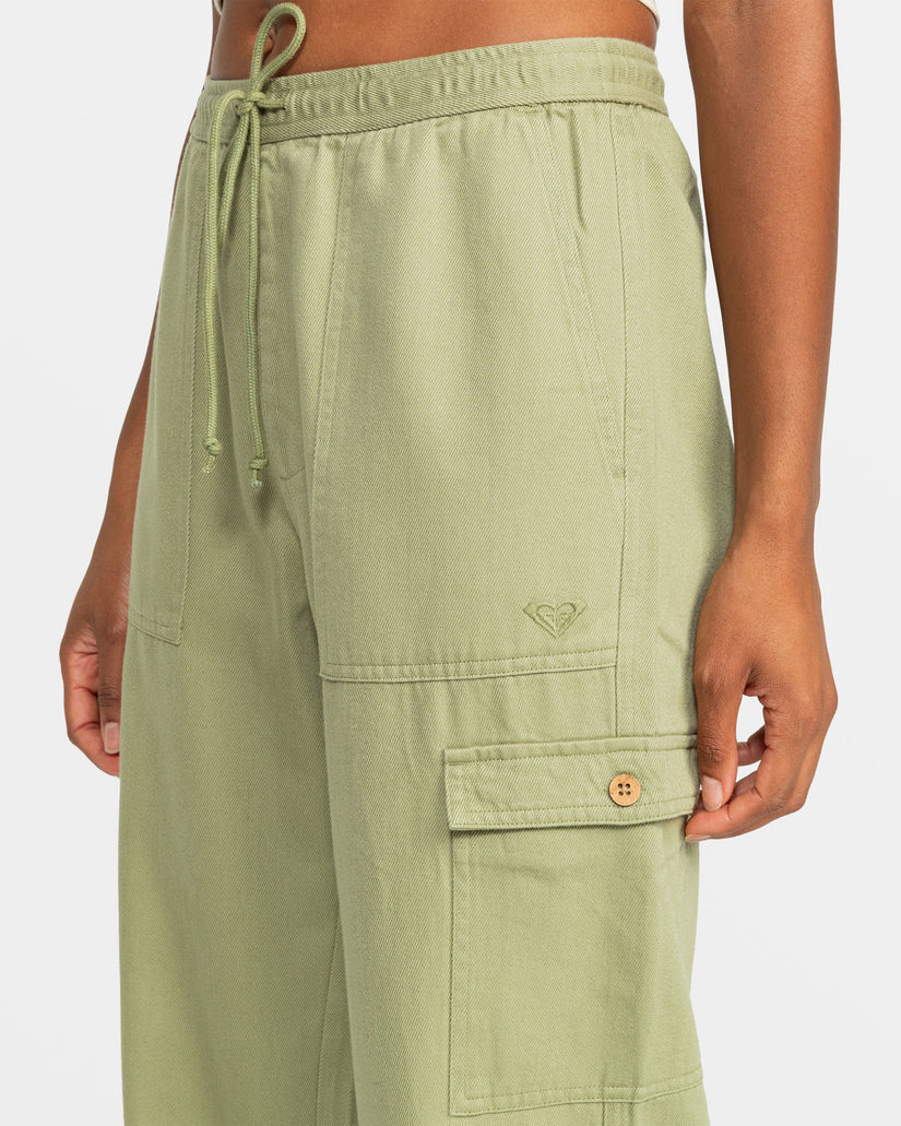 Women Roxy® Precious Cargo Twill High Waisted Pants Green | RJYT-01264