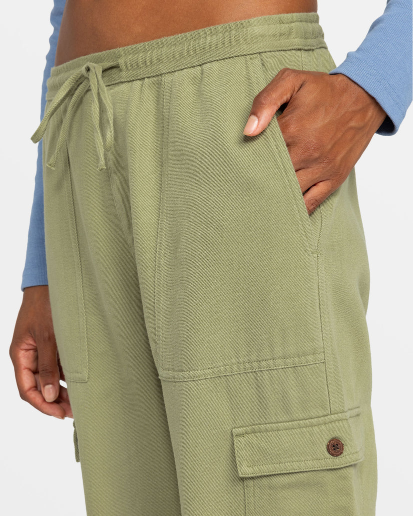 Women Roxy® Precious Cargo Twill High Waisted Pants Green | RJYT-01264