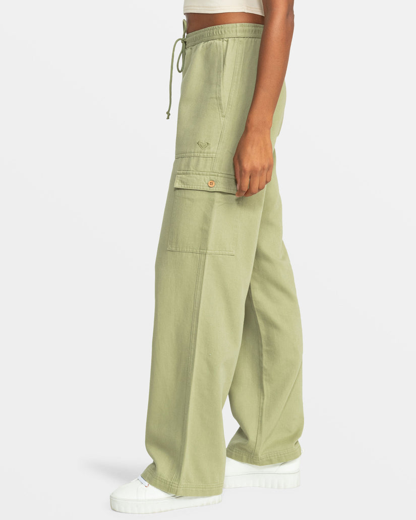 Women Roxy® Precious Cargo Twill High Waisted Pants Green | RJYT-01264