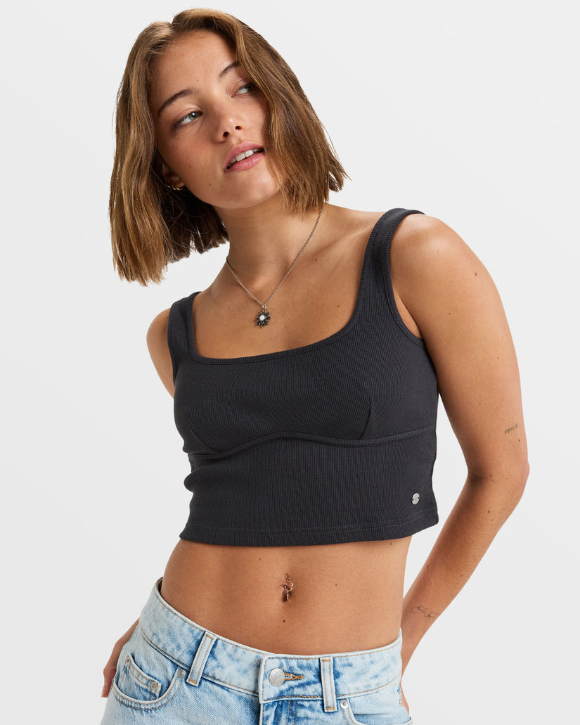 Women Roxy® Pretty Please Crop Tops Black | VPCA-06834