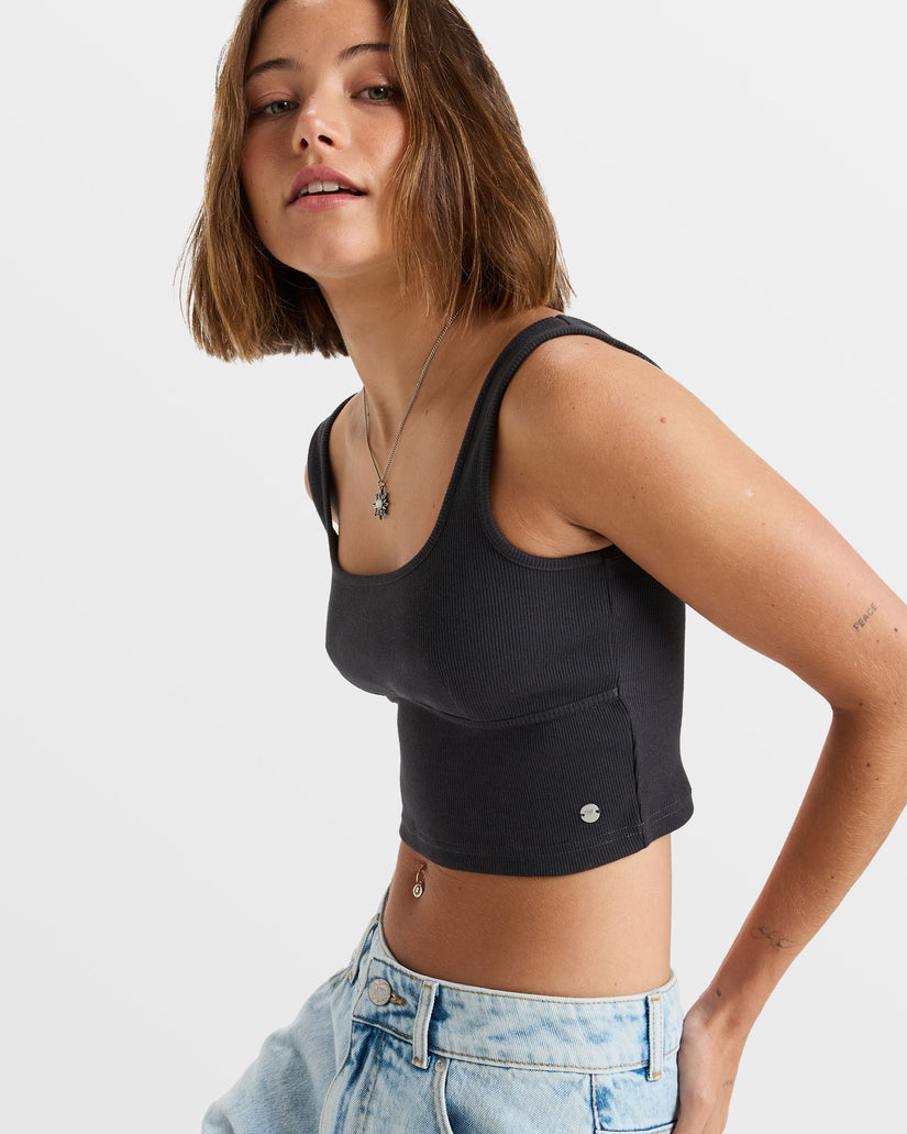 Women Roxy® Pretty Please Crop Tops Black | NQGT-30592