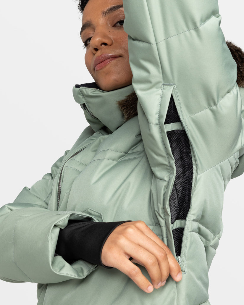Women Roxy® Quinn Snowboard Jackets Green | UWIX-58324