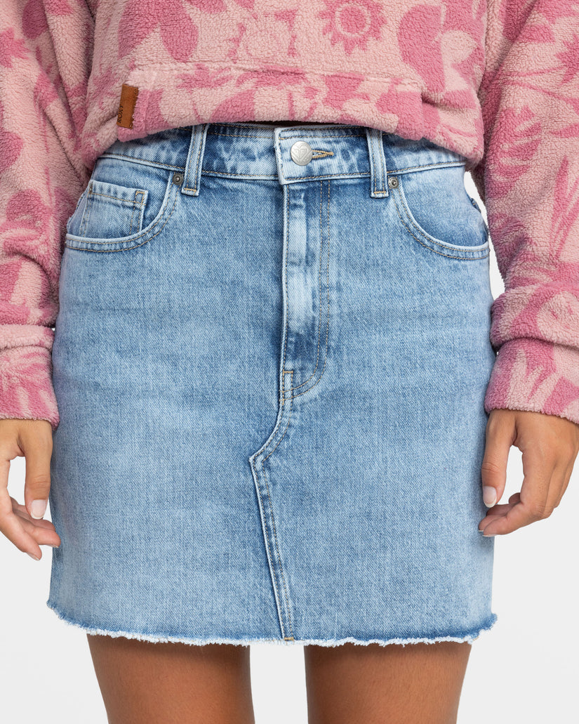 Women Roxy® Rain Mini Denim Skirts Blue | XUVL-69378