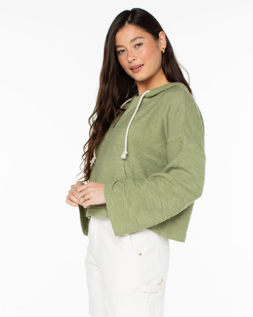 Women Roxy® Rich Coast Cropped Hoodie Green | HBQG-05869