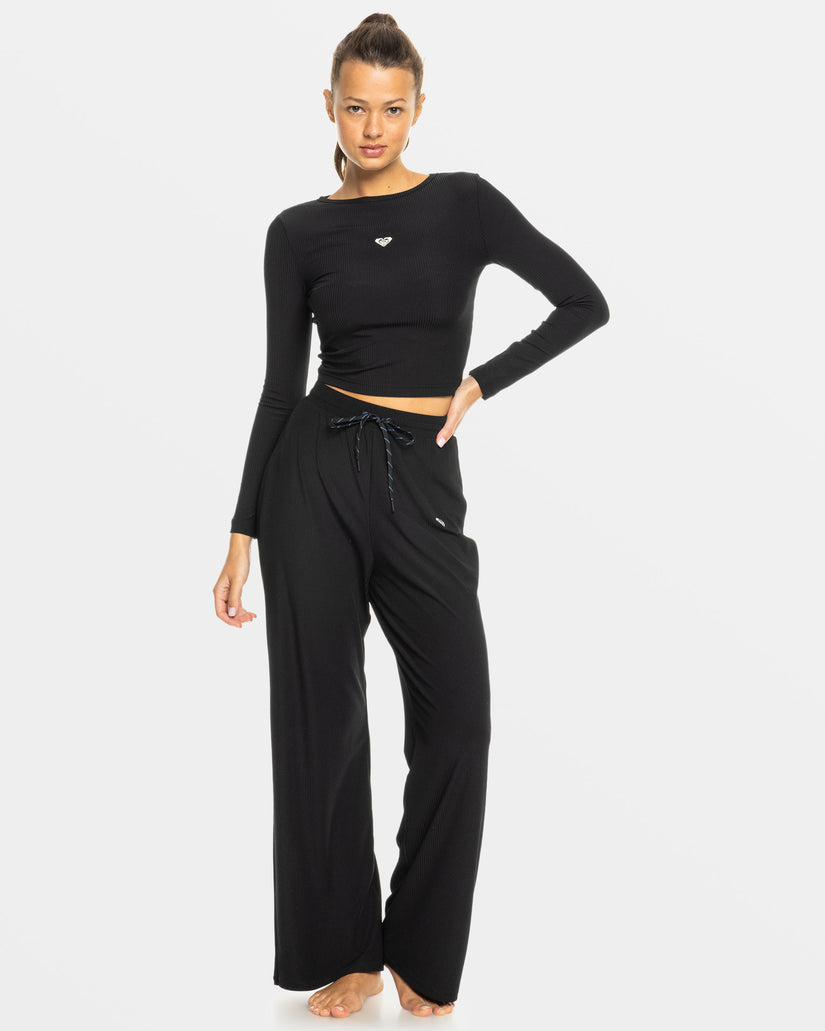 Women Roxy® Rise & Vibe Long Sleeve Sport T-Shirt Black | PENW-16348