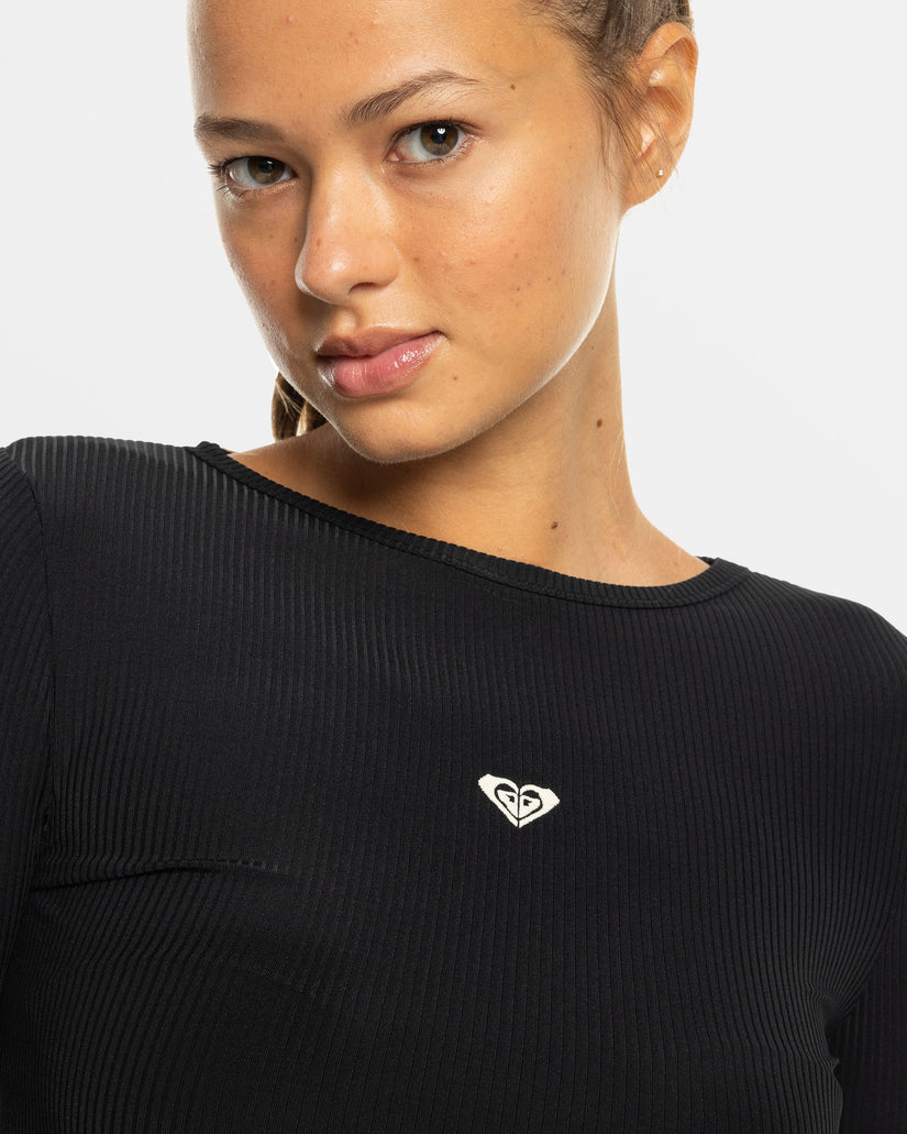 Women Roxy® Rise & Vibe Long Sleeve Sport T-Shirt Black | PENW-16348