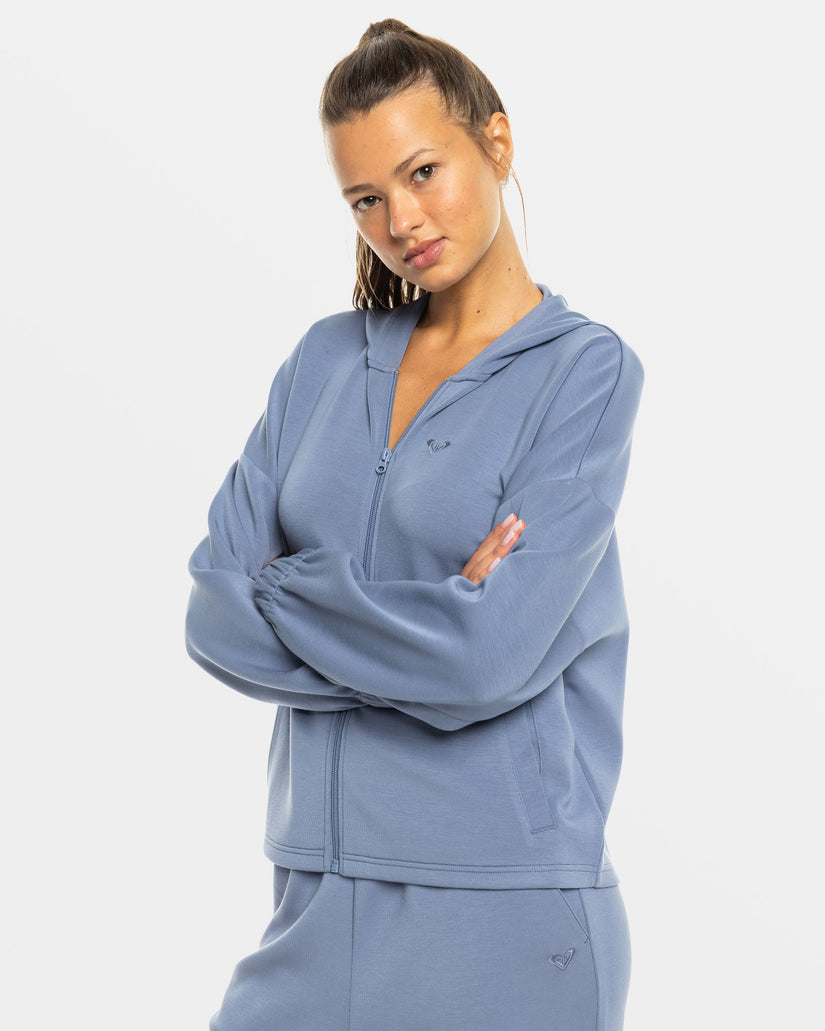 Women Roxy® Rise & Vibe Sweet Zip Hoodie Blue | ZNWK-93086