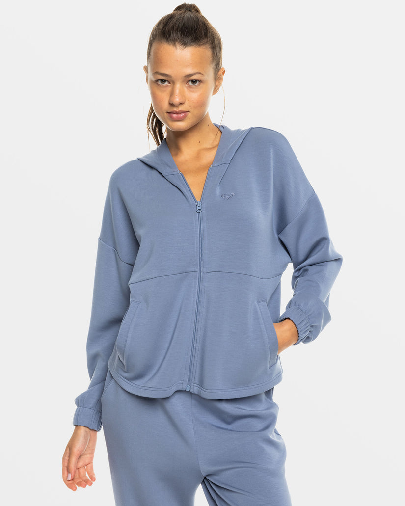 Women Roxy® Rise & Vibe Sweet Zip Hoodie Blue | ZNWK-93086