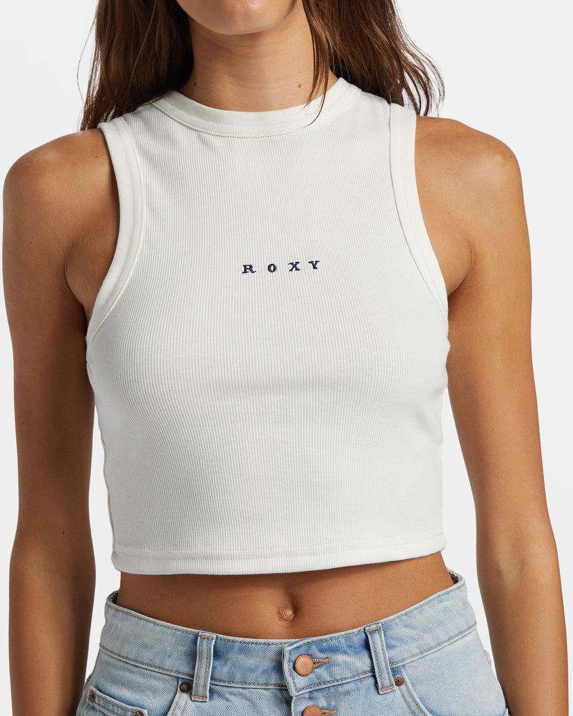 Women Roxy® Roxify Fitted Rib Tank Top White | RJCY-85413