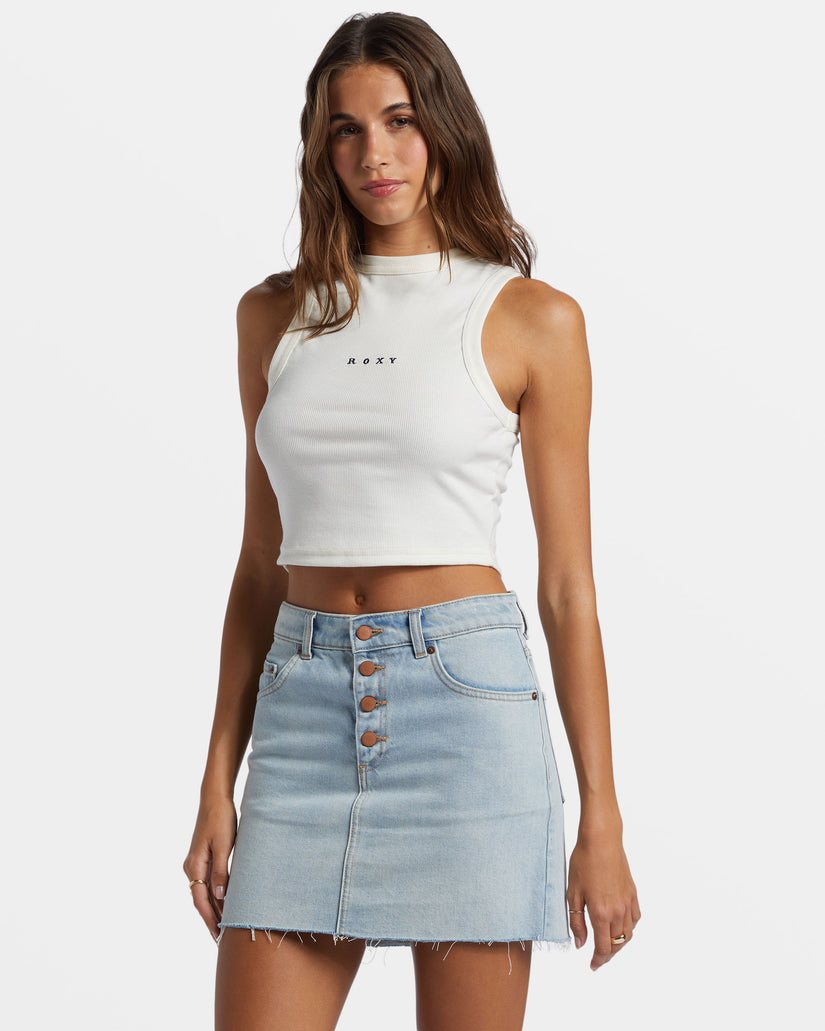 Women Roxy® Roxify Fitted Rib Tank Top White | RJCY-85413