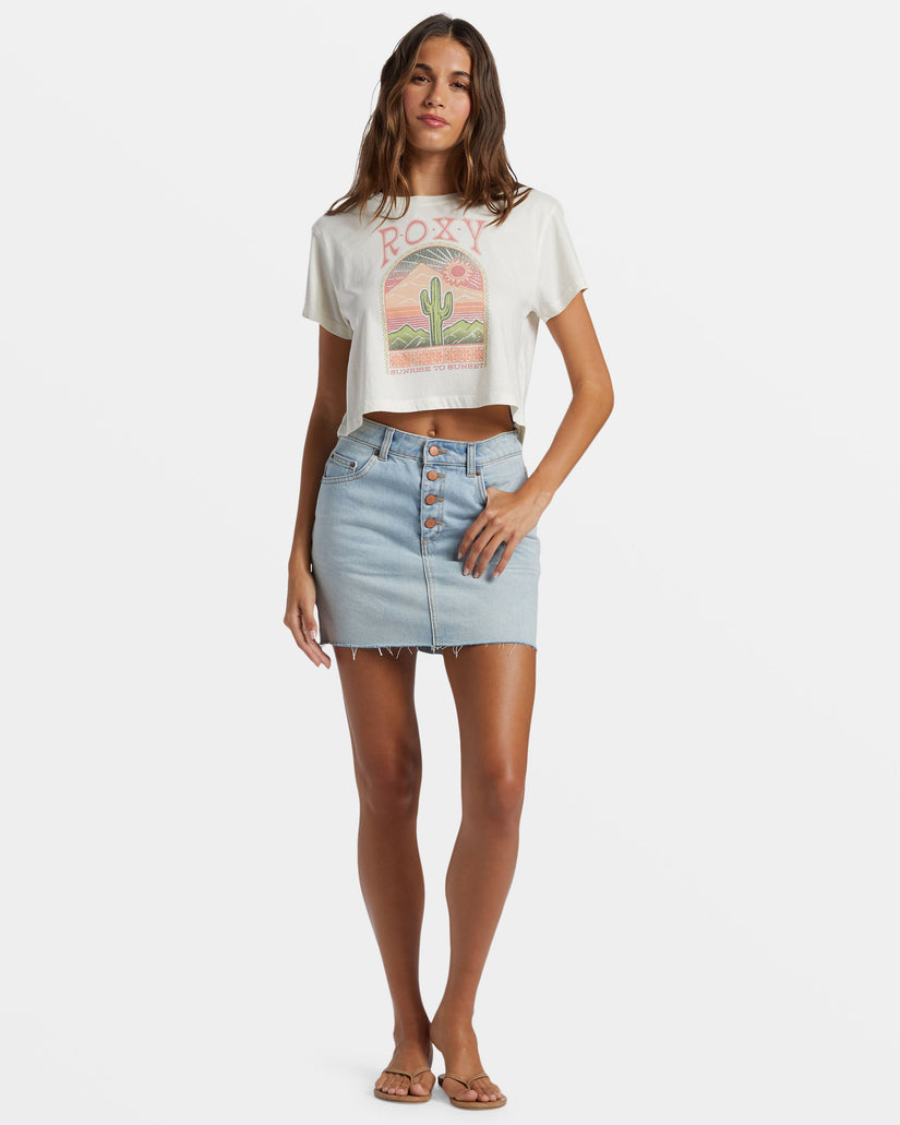Women Roxy® Saguaro Cropped T-Shirt White | VYUE-86371