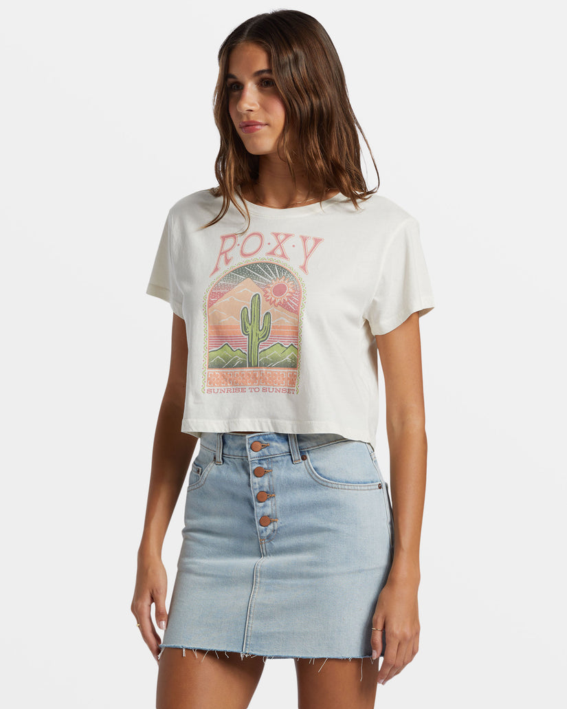 Women Roxy® Saguaro Cropped T-Shirt White | VYUE-86371