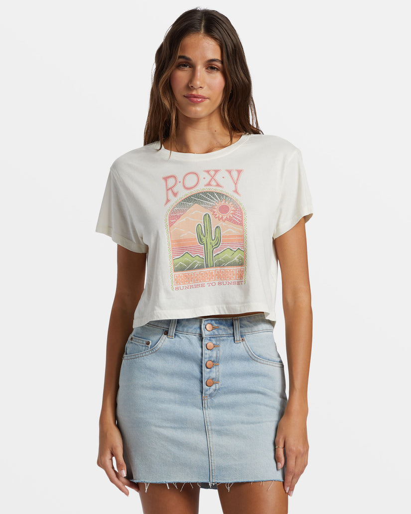 Women Roxy® Saguaro Cropped T-Shirt White | VYUE-86371