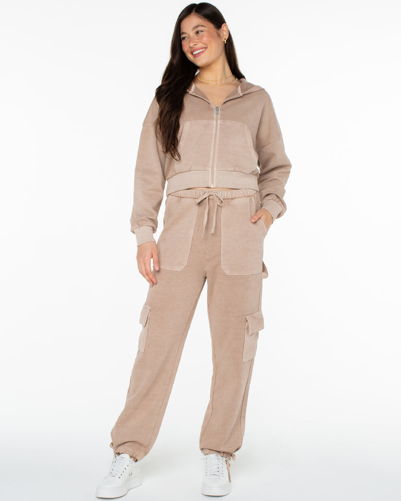 Women Roxy® Sahara Vibes Hooded Zip Up Fleece Jackets Grey Brown | DIWF-59234