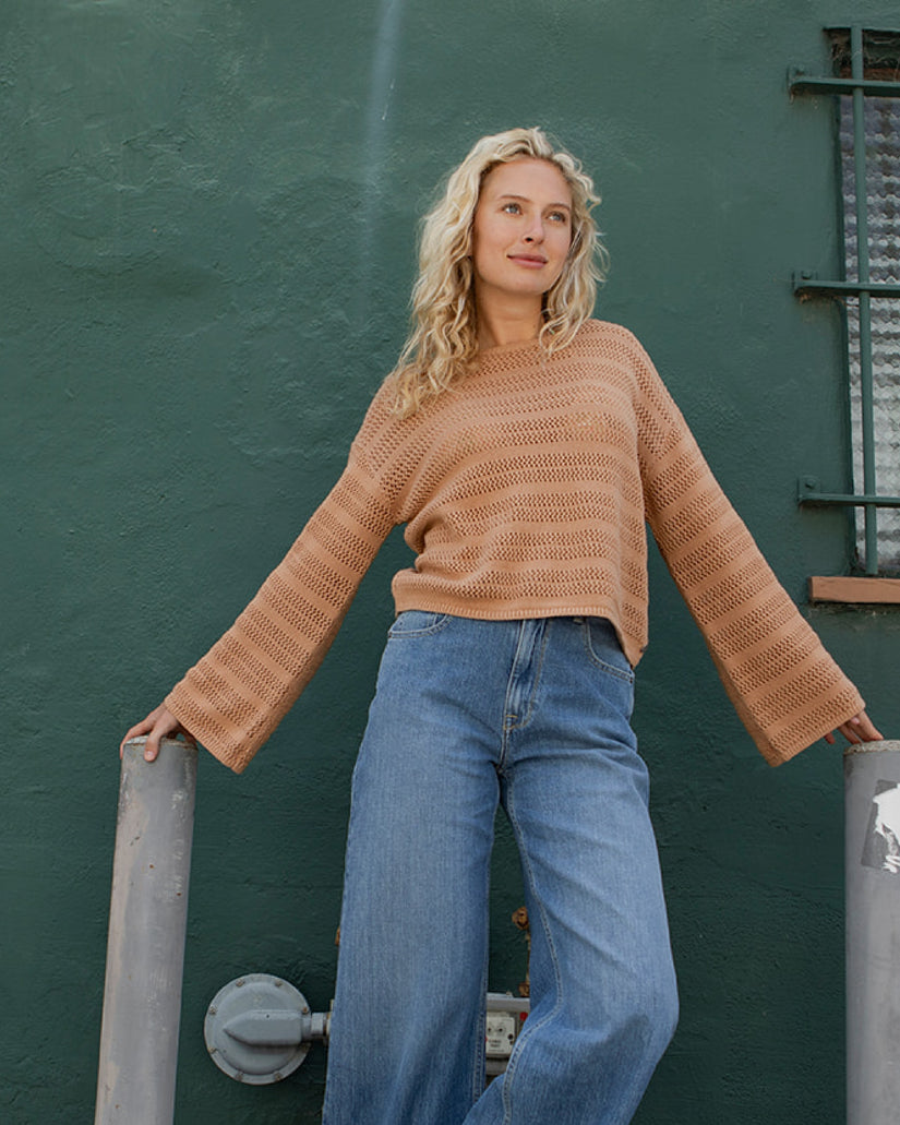 Women Roxy® Salt Siren Crew Neck Sweaters Brown | CBFW-82657