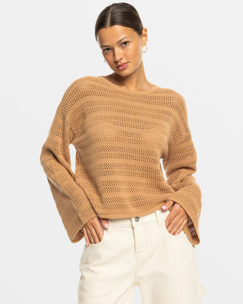 Women Roxy® Salt Siren Crew Neck Sweaters Brown | CBFW-82657