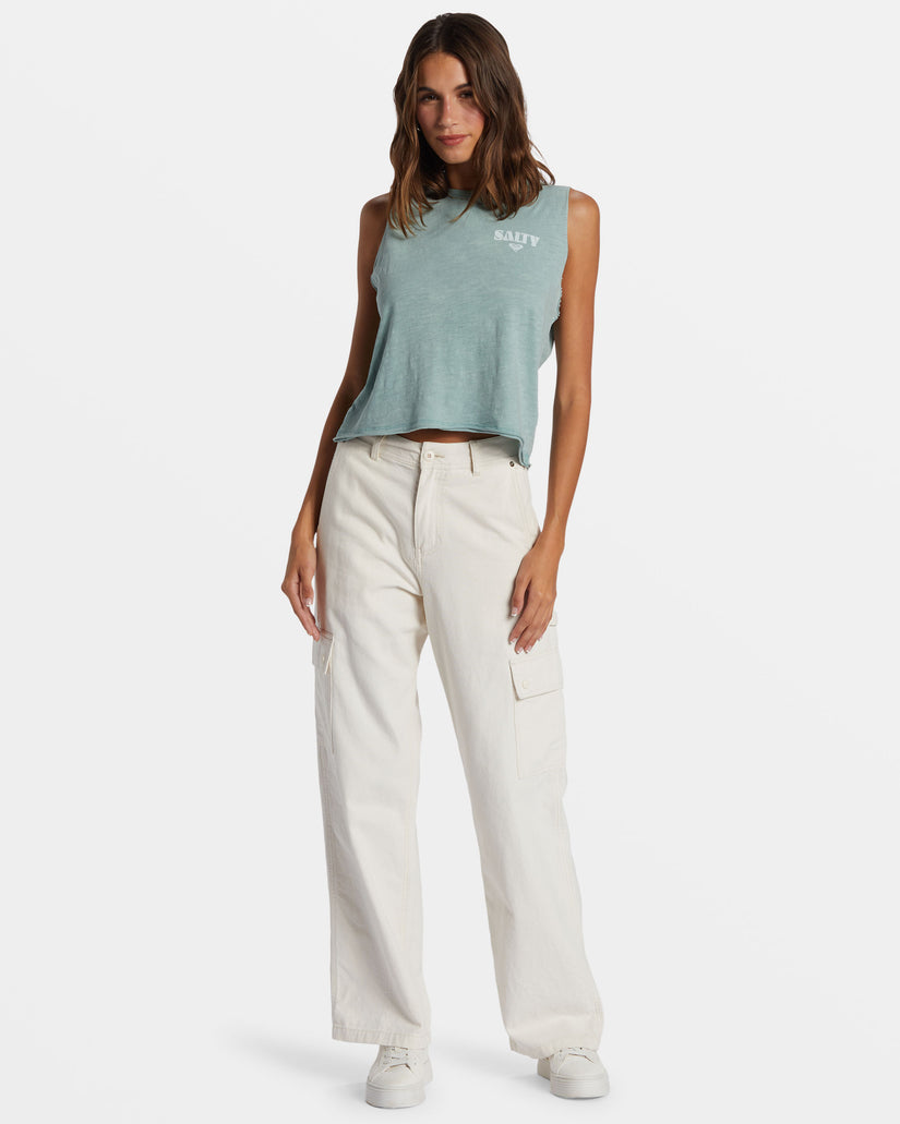 Women Roxy® Salty Stack HLMT 2.0 Cropped Tank Top Blue | GEAZ-97038