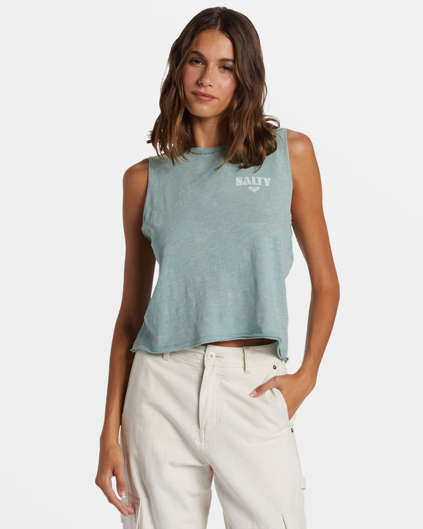 Women Roxy® Salty Stack HLMT 2.0 Cropped Tank Top Blue | GEAZ-97038
