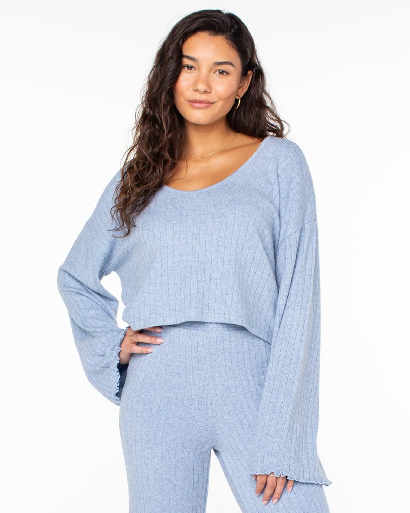 Women Roxy® Sandy Coast Long Sleeve Tops Blue | DEAQ-94376