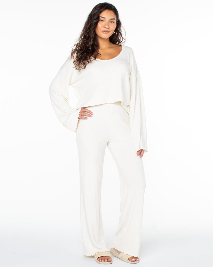 Women Roxy® Sandy Coast Long Sleeve Tops White | OFEN-35207