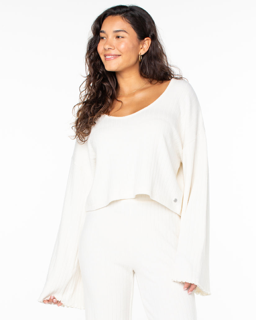 Women Roxy® Sandy Coast Long Sleeve Tops White | OFEN-35207