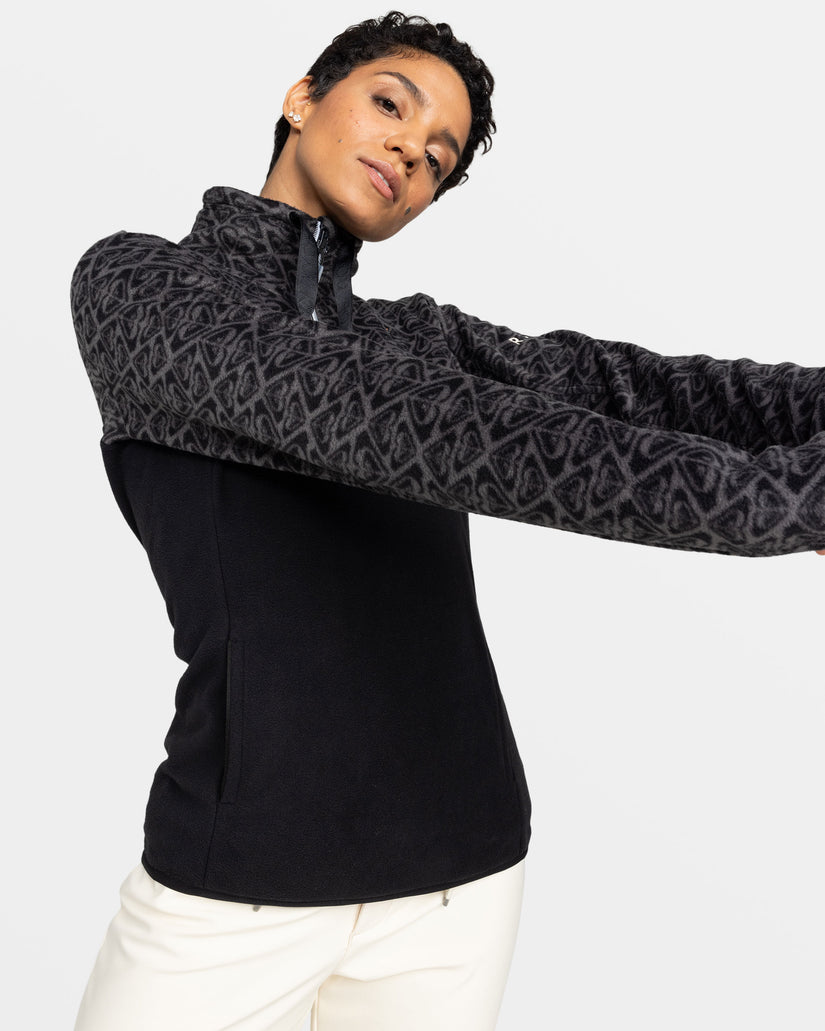 Women Roxy® Sayna Half Zip Polar Pullover Black | LJOZ-86420