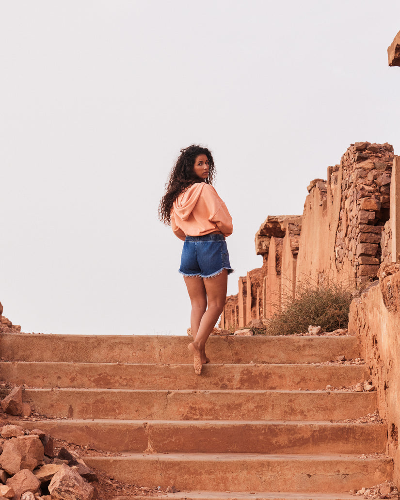 Women Roxy® Scenic Route Denim Shorts Blue | XFWK-40187