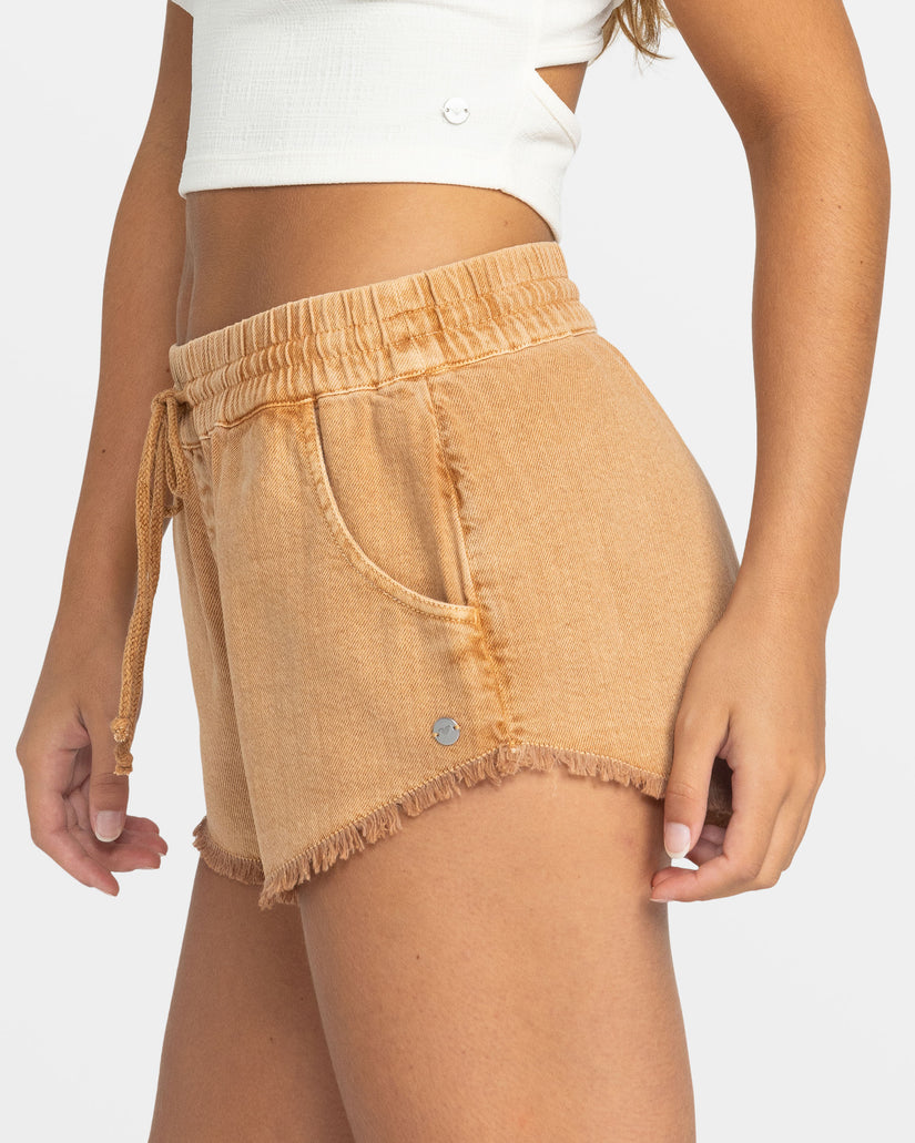 Women Roxy® Scenic Route Elastic Waist Shorts Brown | EURZ-65320