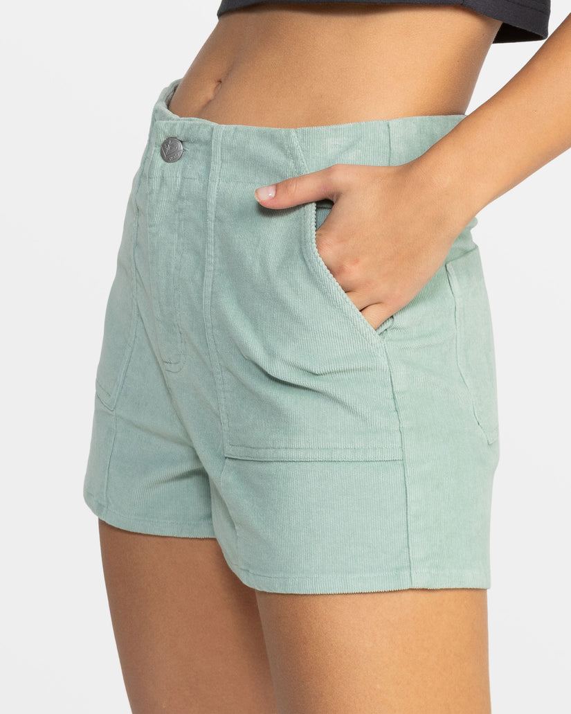Women Roxy® Sessions High Waist Corduroy Shorts Blue | QTRA-36087